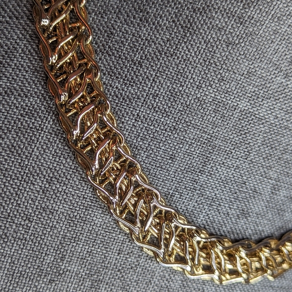Large Collar necklace vintage gold tone - Picture 2 of 11